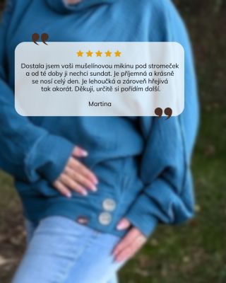 Děkujeme za krásnou zpětnou vazbu. 💚 Máme radost, že vám mušelínová mikina dělá takovou radost. Mikiny si oblíbily i naše...